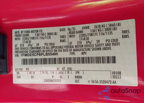 2023 Ford Bronco Badlands из США, поврежденный, VIN 1FMDE5CP8PLB55490